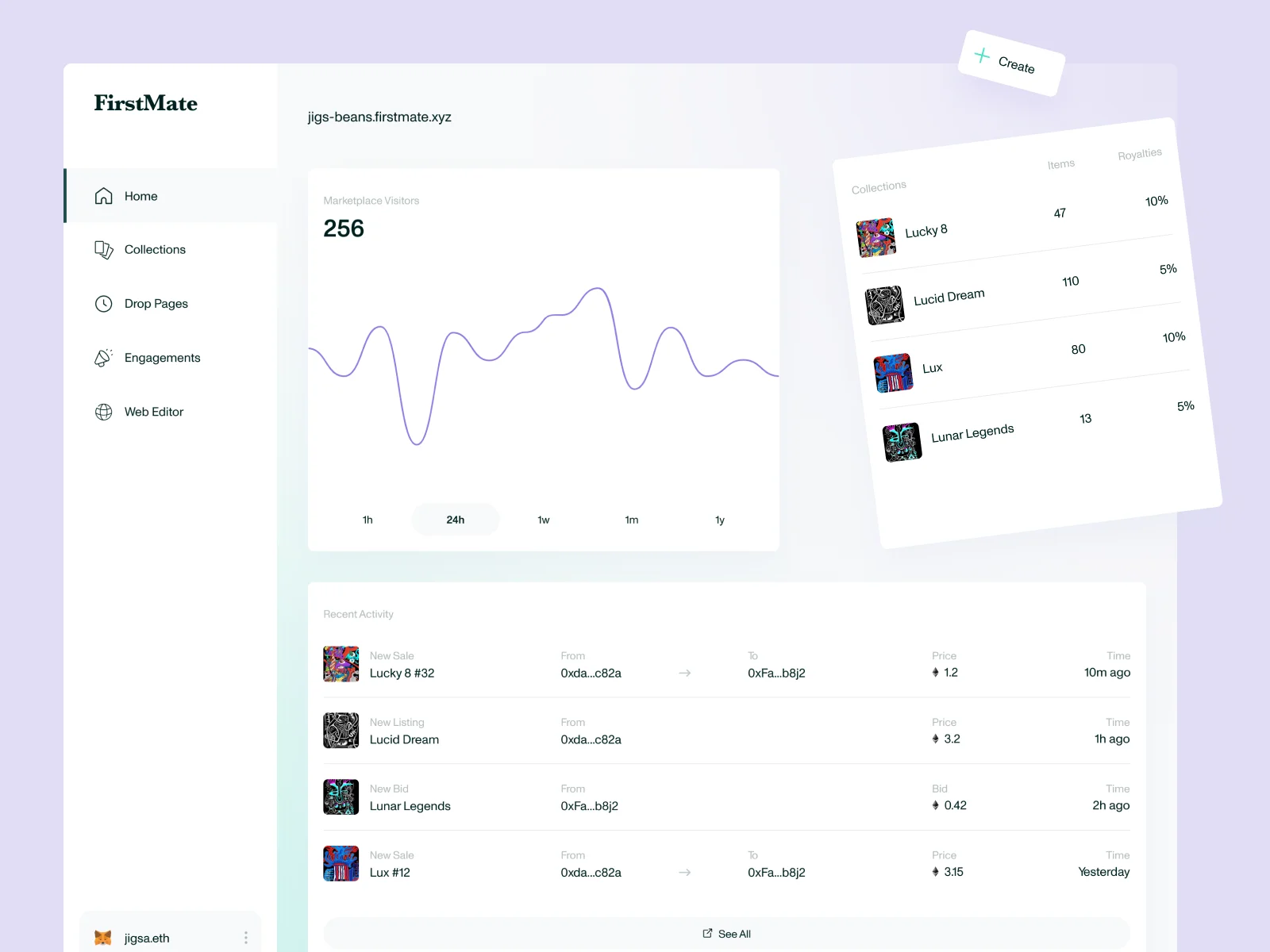 NFT storefront platform design enabling creators and brands to launch stores without technical expertise.